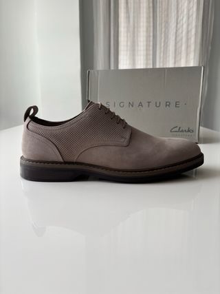 Zapatos Clarks Hombre Piel Gris Nuevos