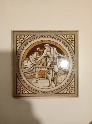 Azulejo esmaltado figura alegórica