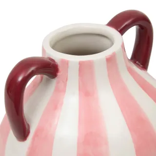 NUEVO Jarrón rayas rosa y blanco