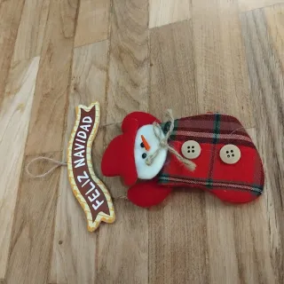 Adorno Muñeco Nieve Feliz Navidad Tela