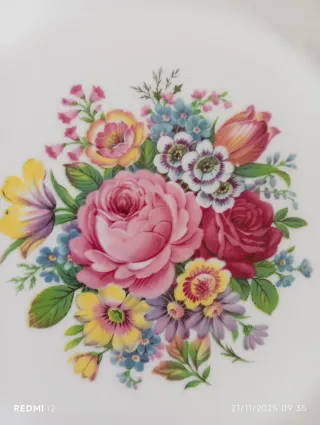 Piatto vintage quadrato porcellana decoro  floreal