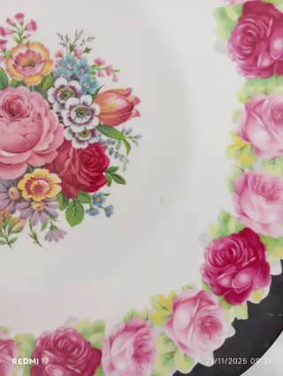 Piatto vintage quadrato porcellana decoro  floreal