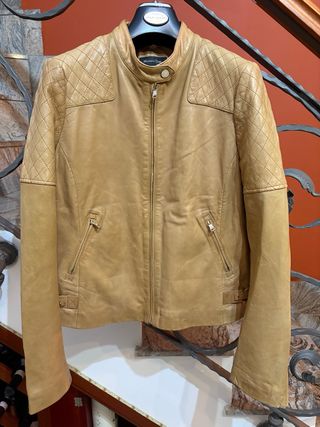 Giacca donna pelle Massimo Dutti beige