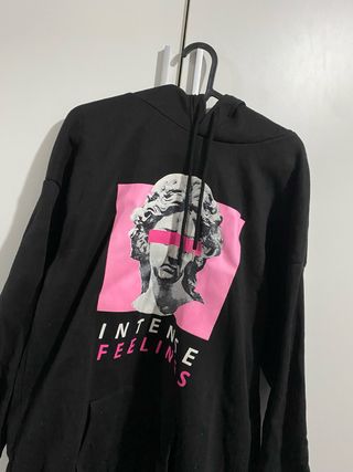 Sudadera Negra Estampada Talla L