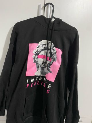 Sudadera Negra Estampada Talla L