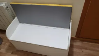 Banco madera blanco con almacenaje interior