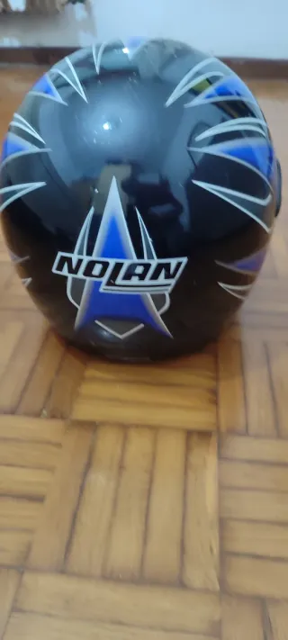 Casco moto nero e blu