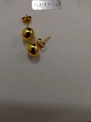 Pendientes Plata 1ª Ley Bola Dorada