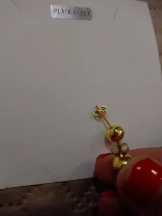 Pendientes Plata 1ª Ley Bola Dorada