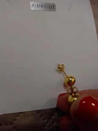 Pendientes Plata 1ª Ley Bola Dorada