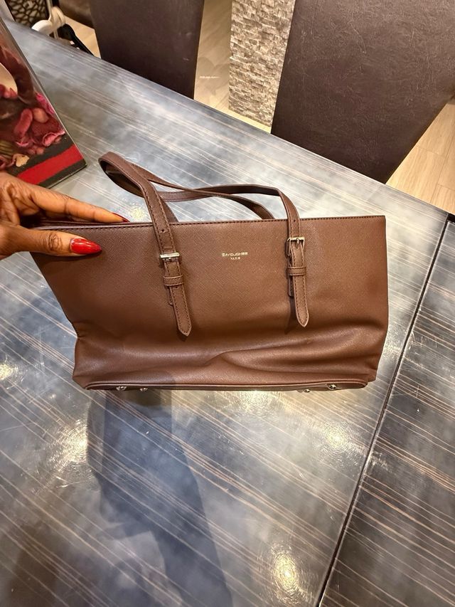 Bolso Grande Marrón Oscuro DAVID JONES Piel