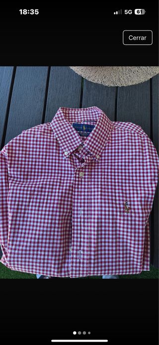 Camisa Ralph Lauren cuadros roja y blanca Talla S