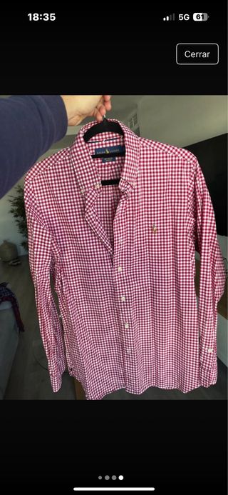 Camisa Ralph Lauren cuadros roja y blanca Talla S