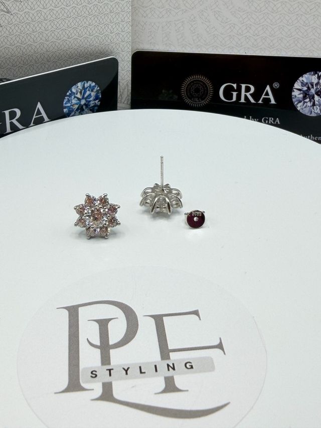 Orecchini Fiore Moissanite Certificata GRA Argento