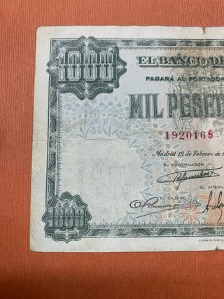 Billete 1000 Pesetas 1946 El Banco de España