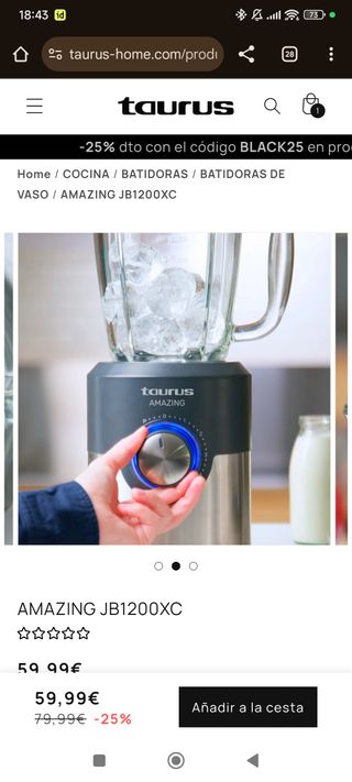 Motor Batidora Vaso Taurus Amazing JB1200XC