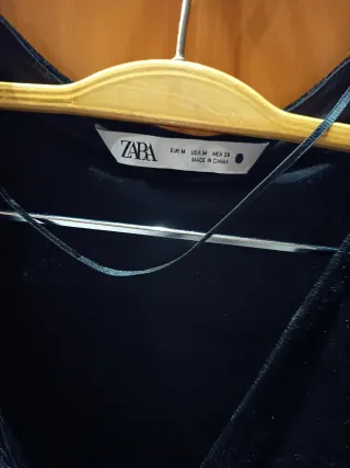Vestido Terciopelo Zara Talla M Negro
