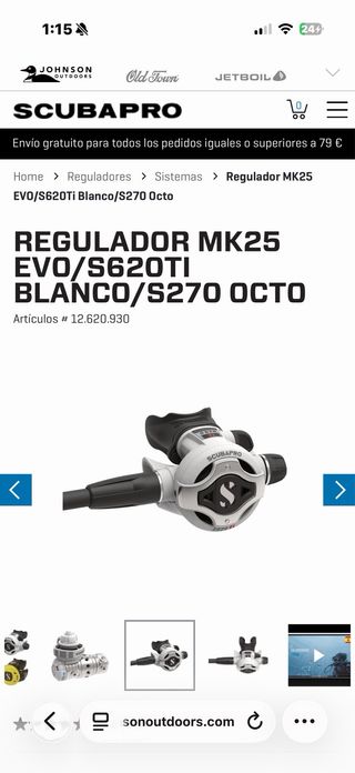 Pack Regulador Scubapro MK25 EVO/S620Ti Blanco
