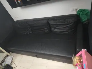 Sofá Cama Ikea Negro Piel Sintética