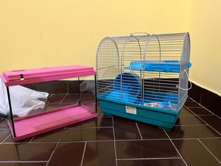 Pecera rosa de cristal y plástico