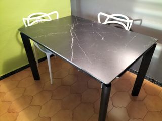 Mesa comedor negra ceramico extensible
