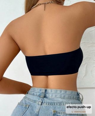 Sujetador push up sin tirantes negro.