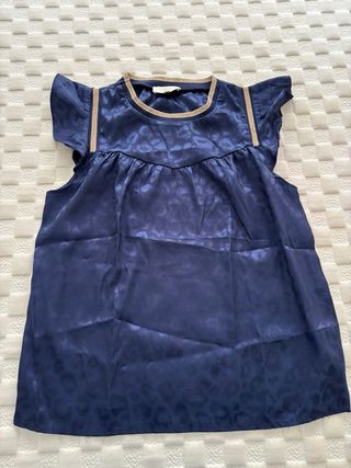 Blusa sin mangas azul y ribetes dorados