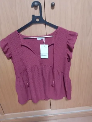Camiseta mujer burdeos talla L
