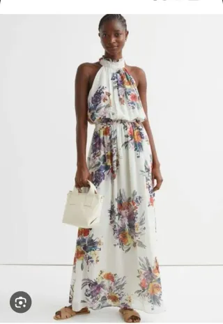 Vestido H&M blanco flores talla S