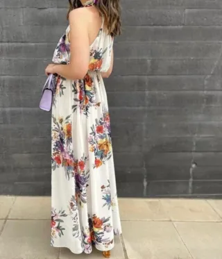 Vestido H&M blanco flores talla S