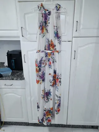 Vestido H&M blanco flores talla S
