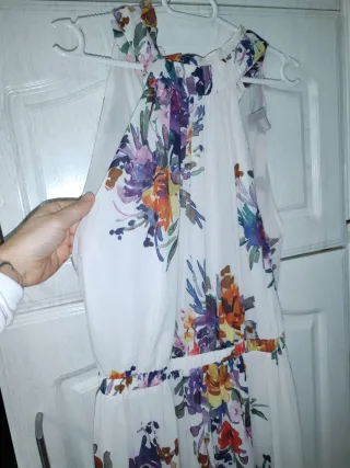 Vestido H&M blanco flores talla S
