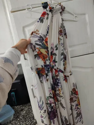 Vestido H&M blanco flores talla S