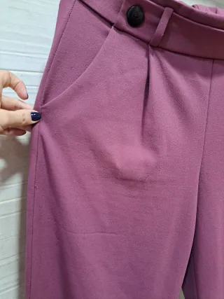 Pantalón tela rosa malva