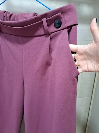 Pantalón tela rosa malva