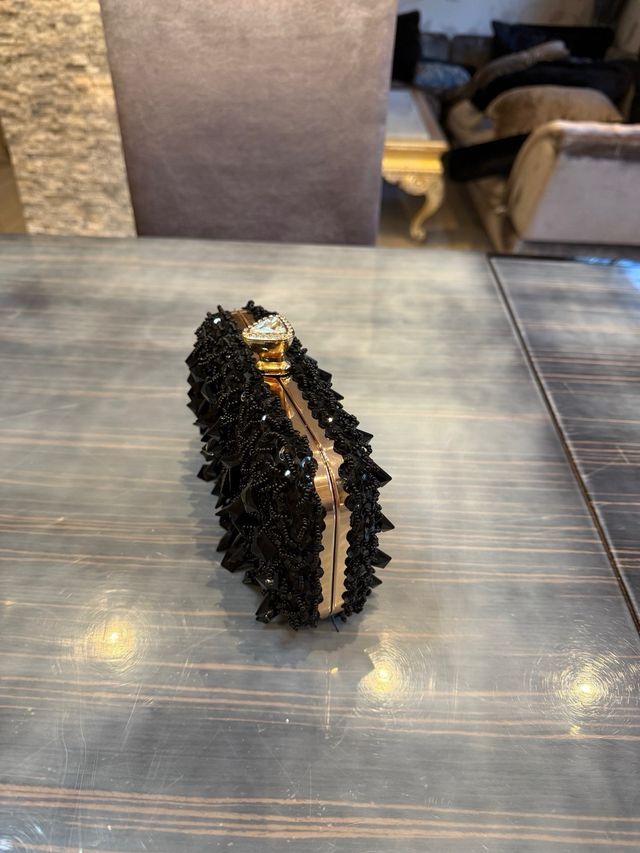 Monedero Noche Lujo Vintage Adornado Negro