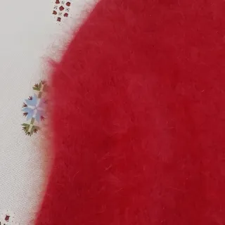 Rebeca Angora Artesanal Crochet Seda Rojo frambues