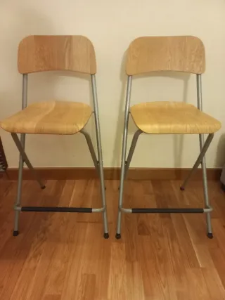 2 Taburetes Plegables Madera y Metal