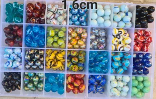 25 biglie di vetro 1.6cm miste vintage anni 80 90