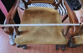 Par de Butacas Antiguas Madera y Terciopelo