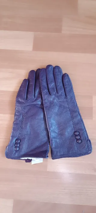 Guantes de piel mujer morado