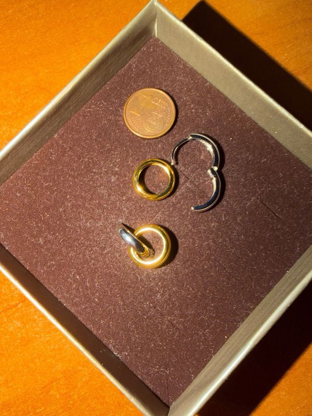 Pendientes Aro Doble Oro y Plata