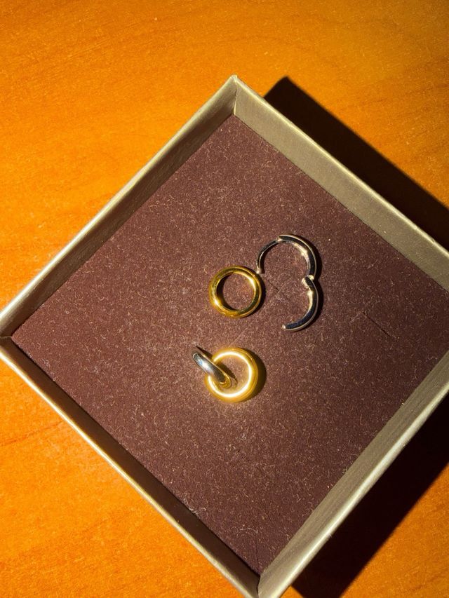 Pendientes Aro Doble Oro y Plata