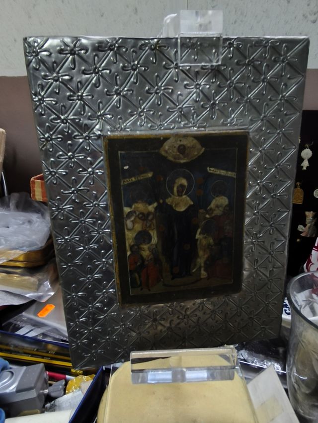 Icona religiosa antica Vergine con Bambini