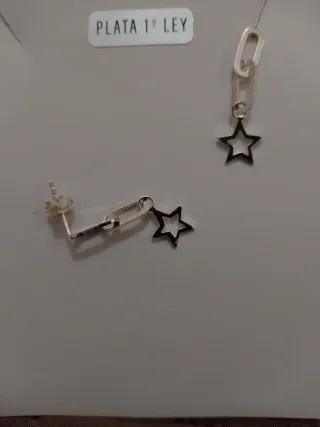 Pendientes largos plata estrella