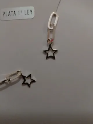 Pendientes largos plata estrella