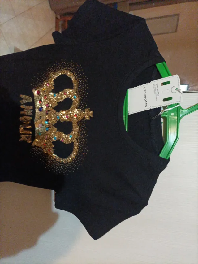 Maglietta donna Vinceotto nera con corona