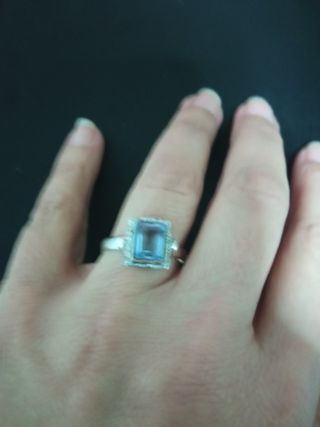 Anillo Plata Piedra Azul Rectangular 200