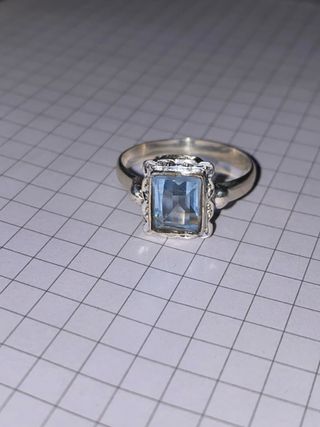 Anillo Plata Piedra Azul Rectangular 200