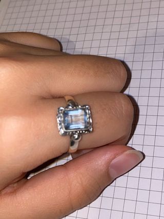 Anillo Plata Piedra Azul Rectangular 200